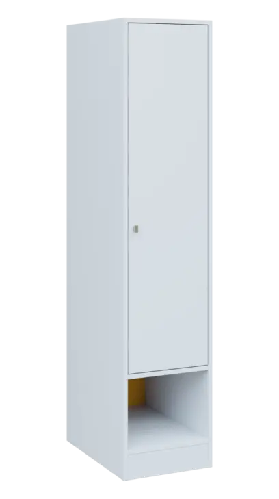 QN 5 - 4STN skříň šatní, 1-dveřová, pravá, výsuvné ramínko, 1830x400x600, bílá/žlutá odio